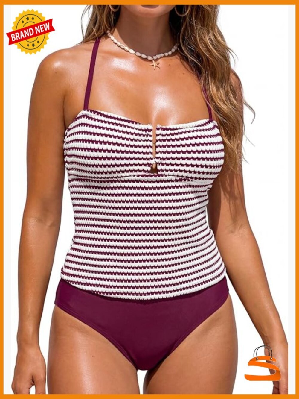 Tankini Set Two Piece Swimsuit Mid Rise Bathing Suit